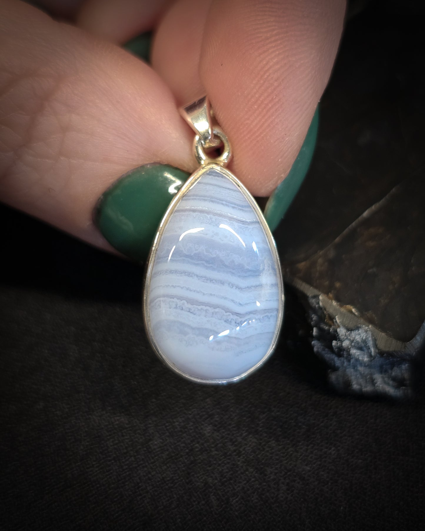 Blue Lace Agate Teardrop Pendant