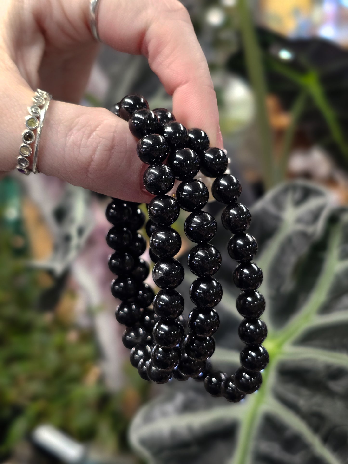 8mm Black Tourmaline Bead Bracelet