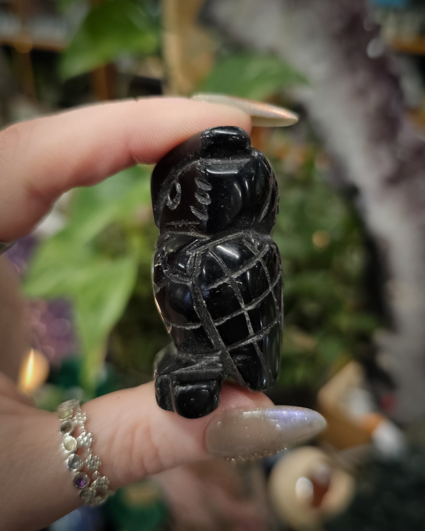 Black Obsidian Owl Carving