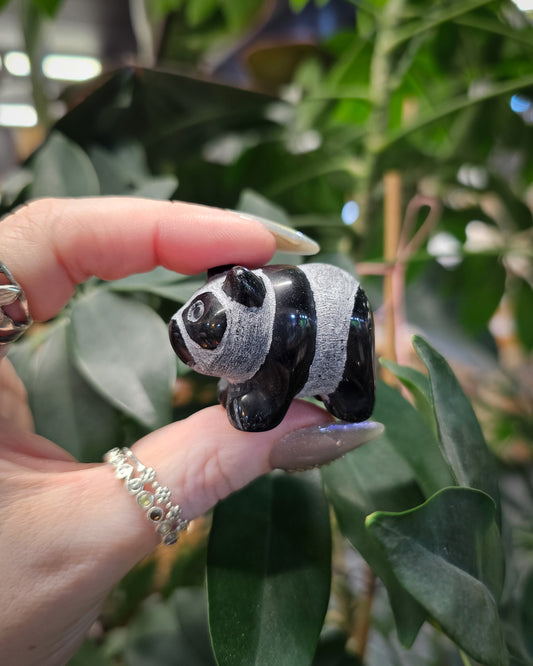 Obsidian Panda Carving