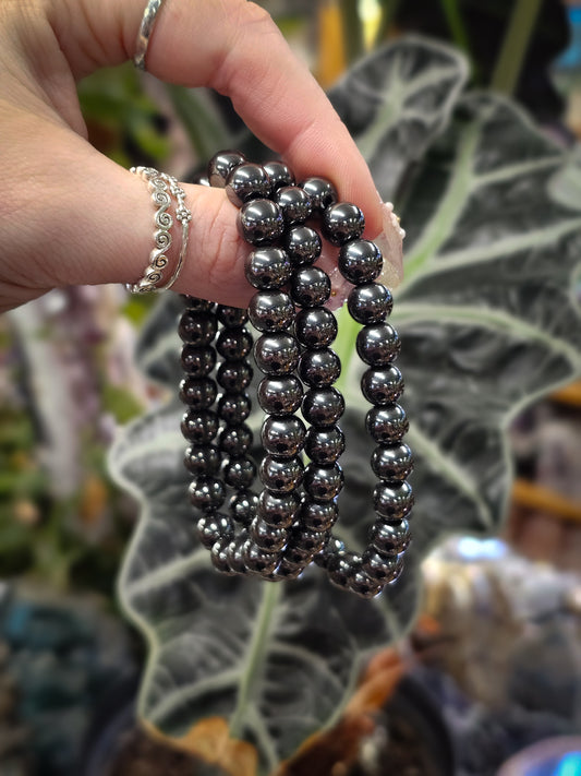 8mm Hematite Bead Bracelet