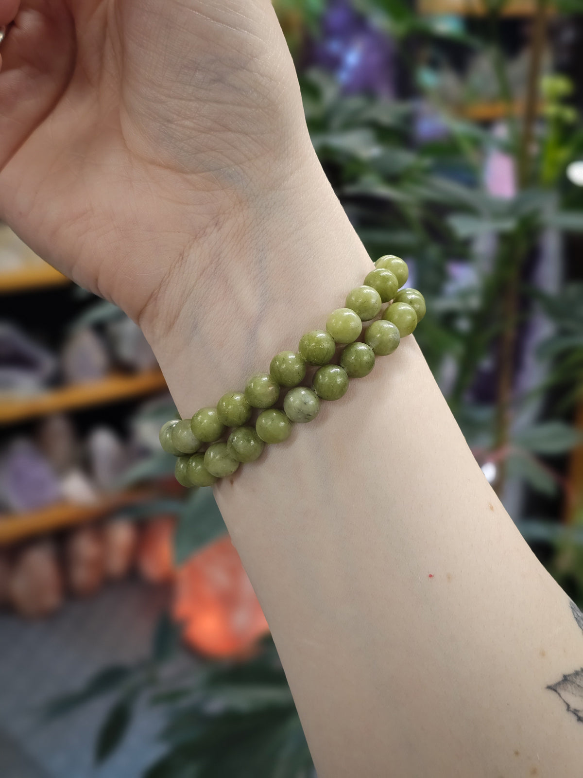 8mm Nephrite Jade Bead Bracelet