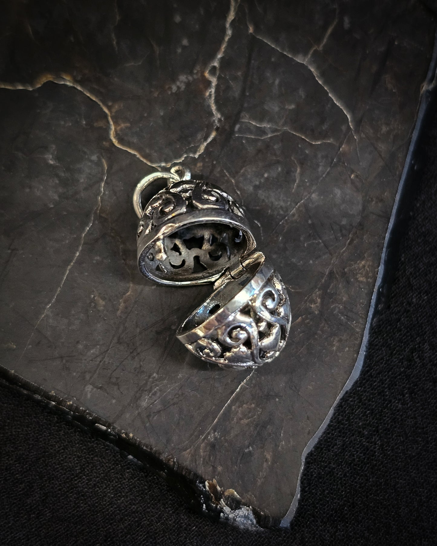 Sterling Silver Filigree Egg Locket #1