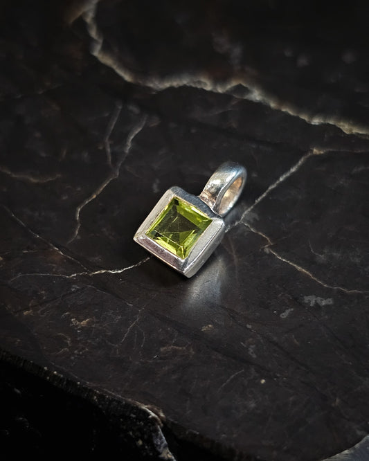 Tiny Peridot Square Pendant