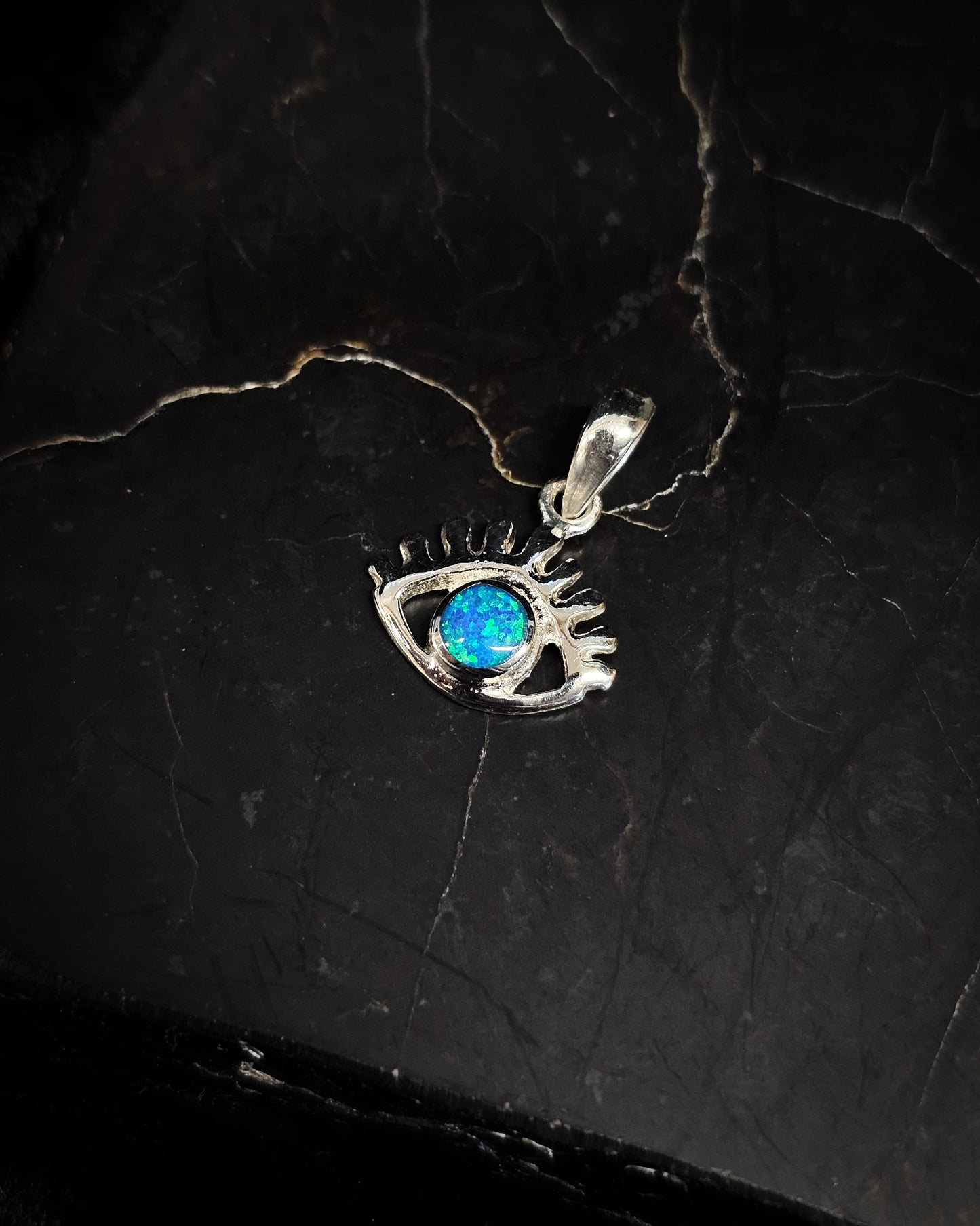 Blue Lab Opal Eye Pendant