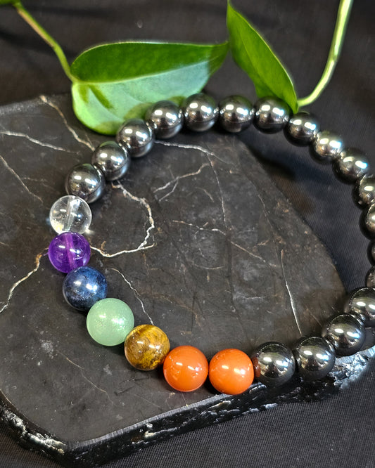 8mm Hematite 7 Chakra Bead Bracelet