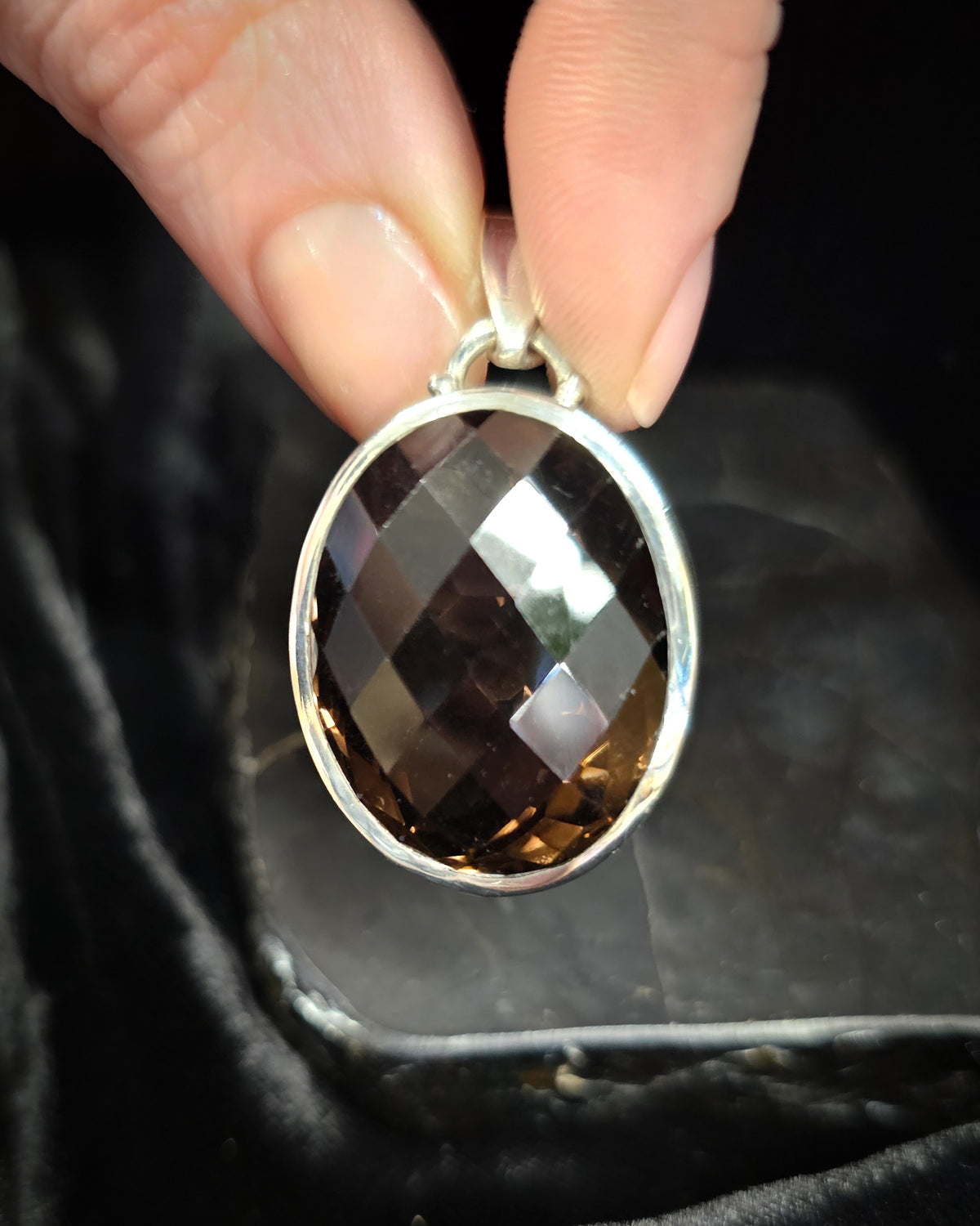 Large Oval Smoky Quartz Pendant
