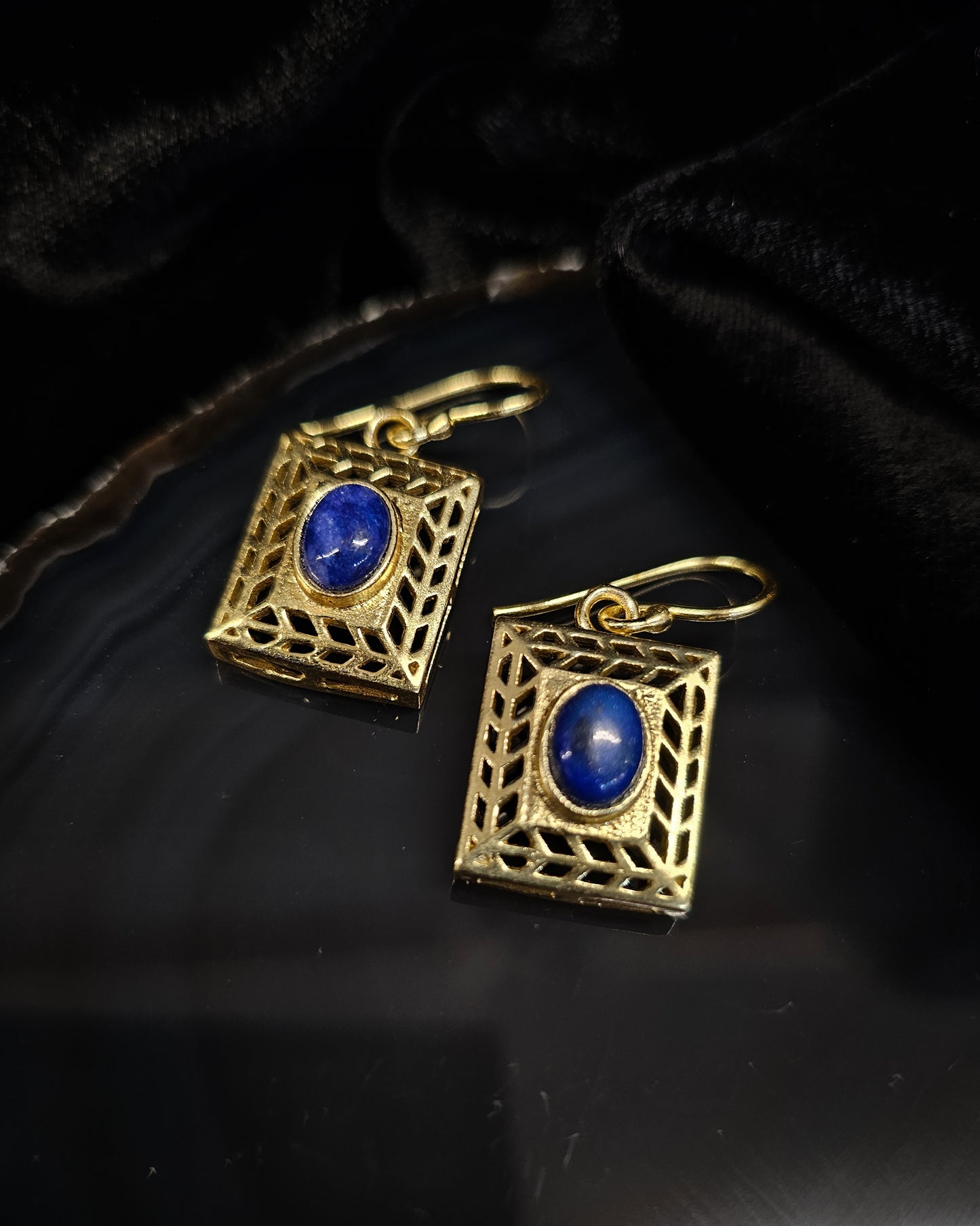 Gold Plated Lapis Lazuli Earrings