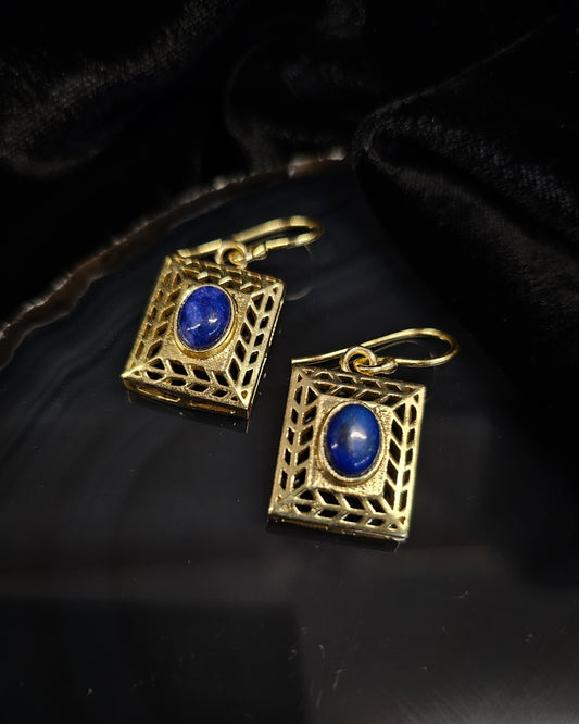 Gold Plated Lapis Lazuli Earrings