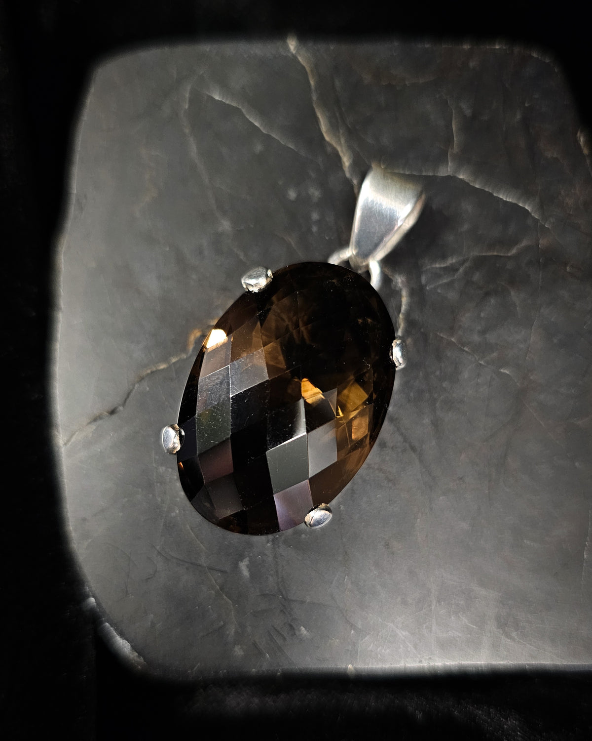 Large Oval Smoky Quartz Pendant