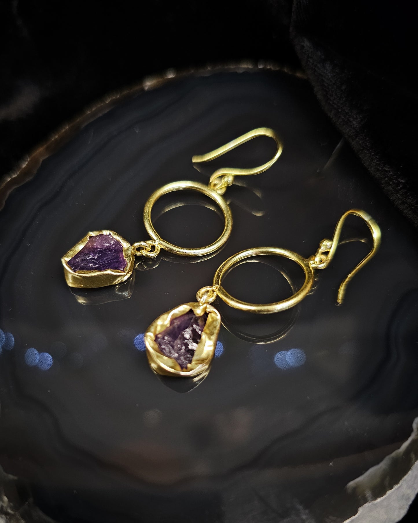 Raw Amethyst Dangle Earring