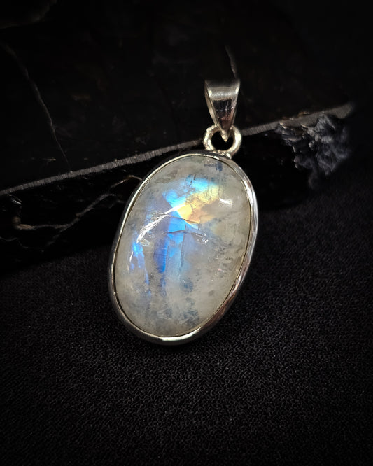 Rainbow Moonstone Oval Pendant #2