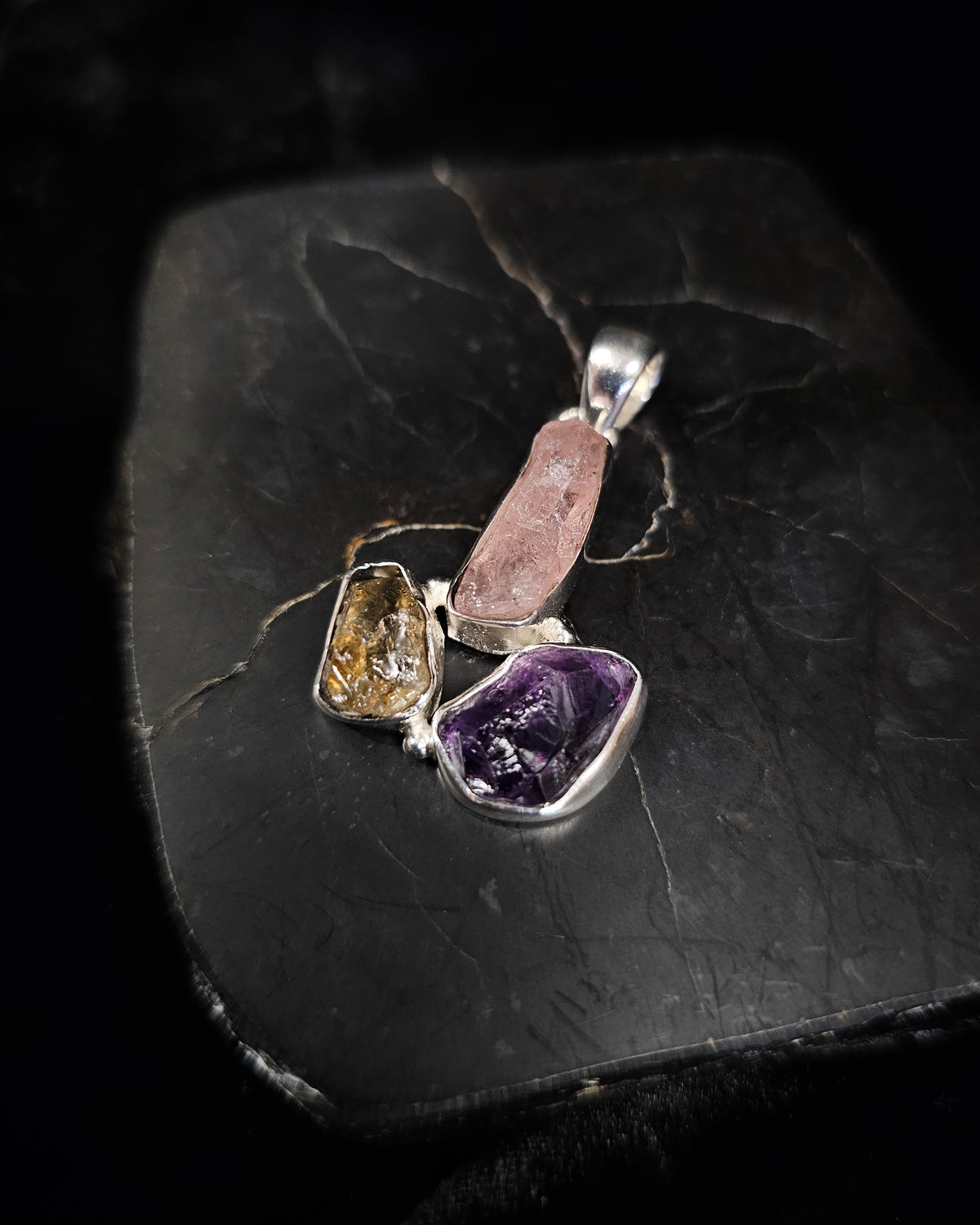 Mixed Raw Gemstone Pendant