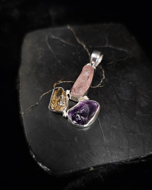 Mixed Raw Gemstone Pendant