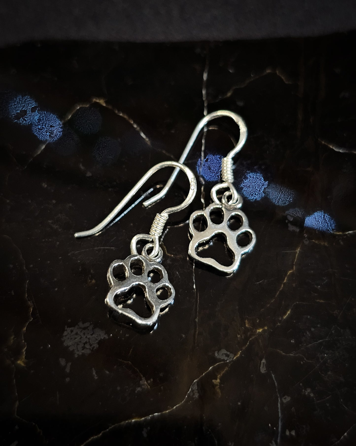Sterling Silver Paw Print Earrings