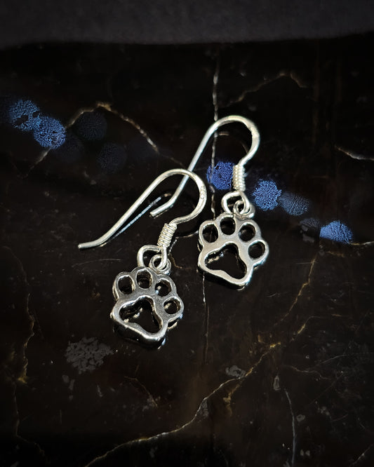Sterling Silver Paw Print Earrings