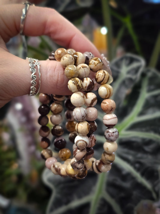 8mm Brown Zebra Jasper Bead Bracelet