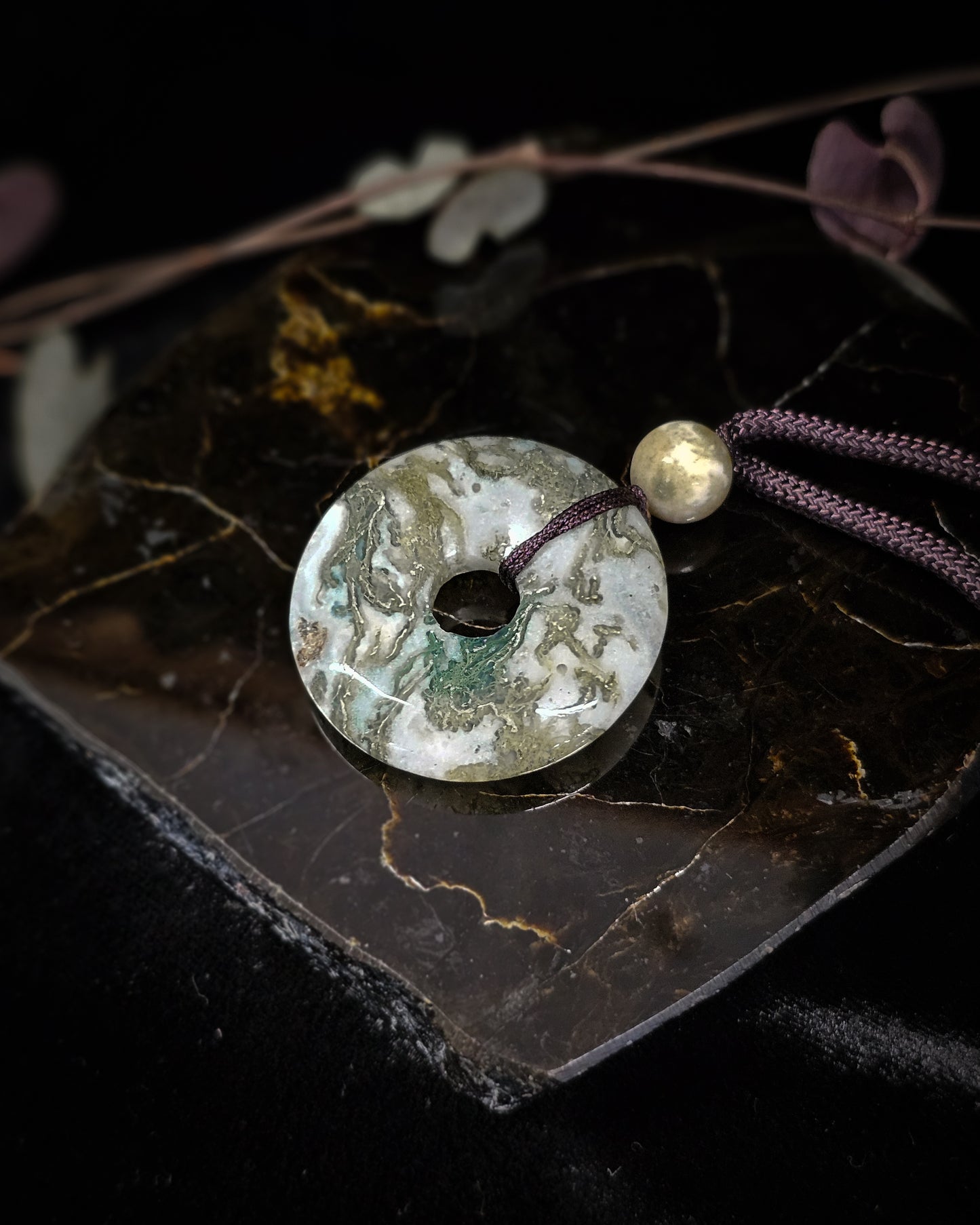 Moss Agate Pi Stone Necklace