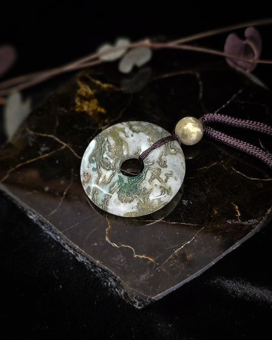 Moss Agate Pi Stone Necklace