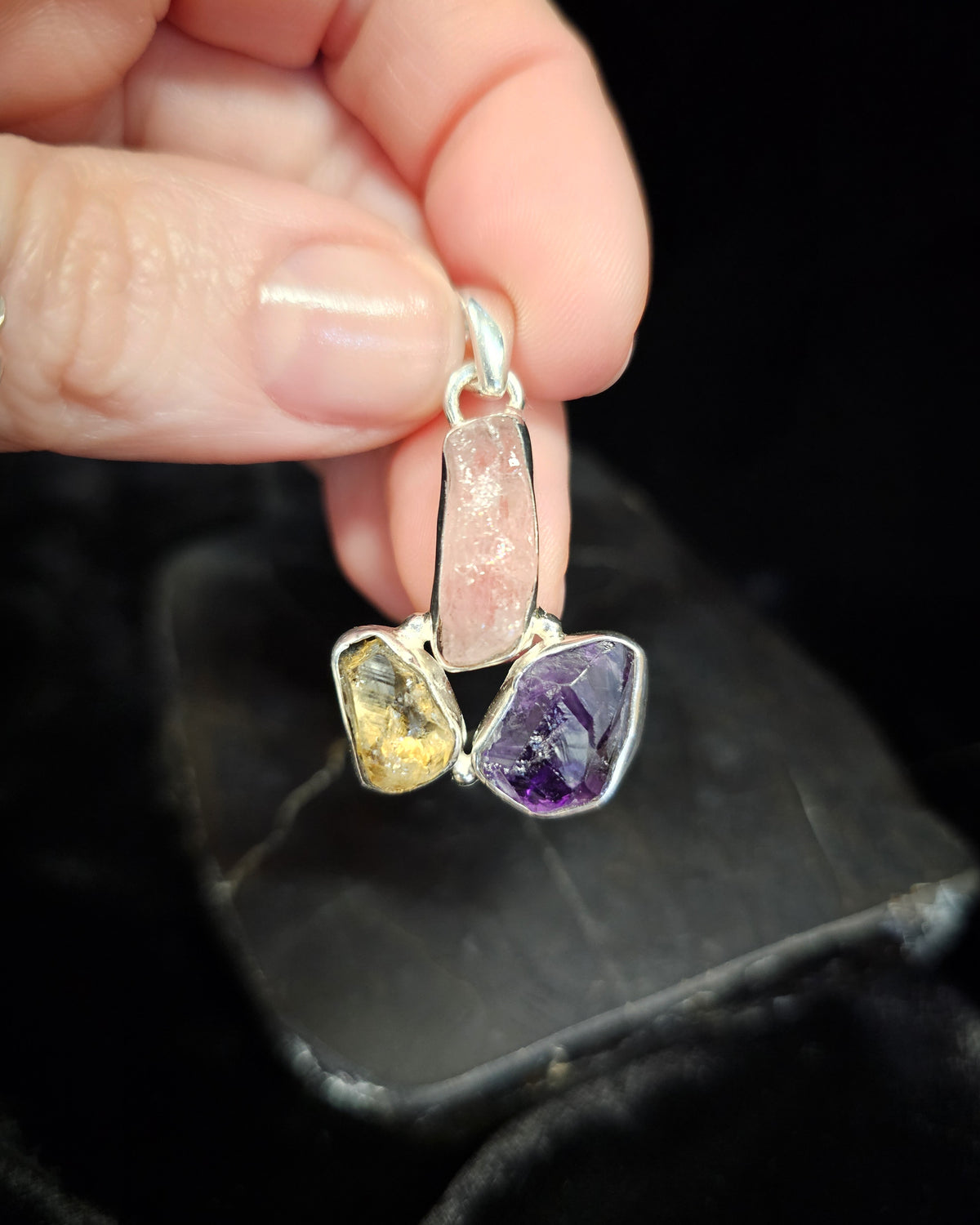 Mixed Raw Gemstone Pendant