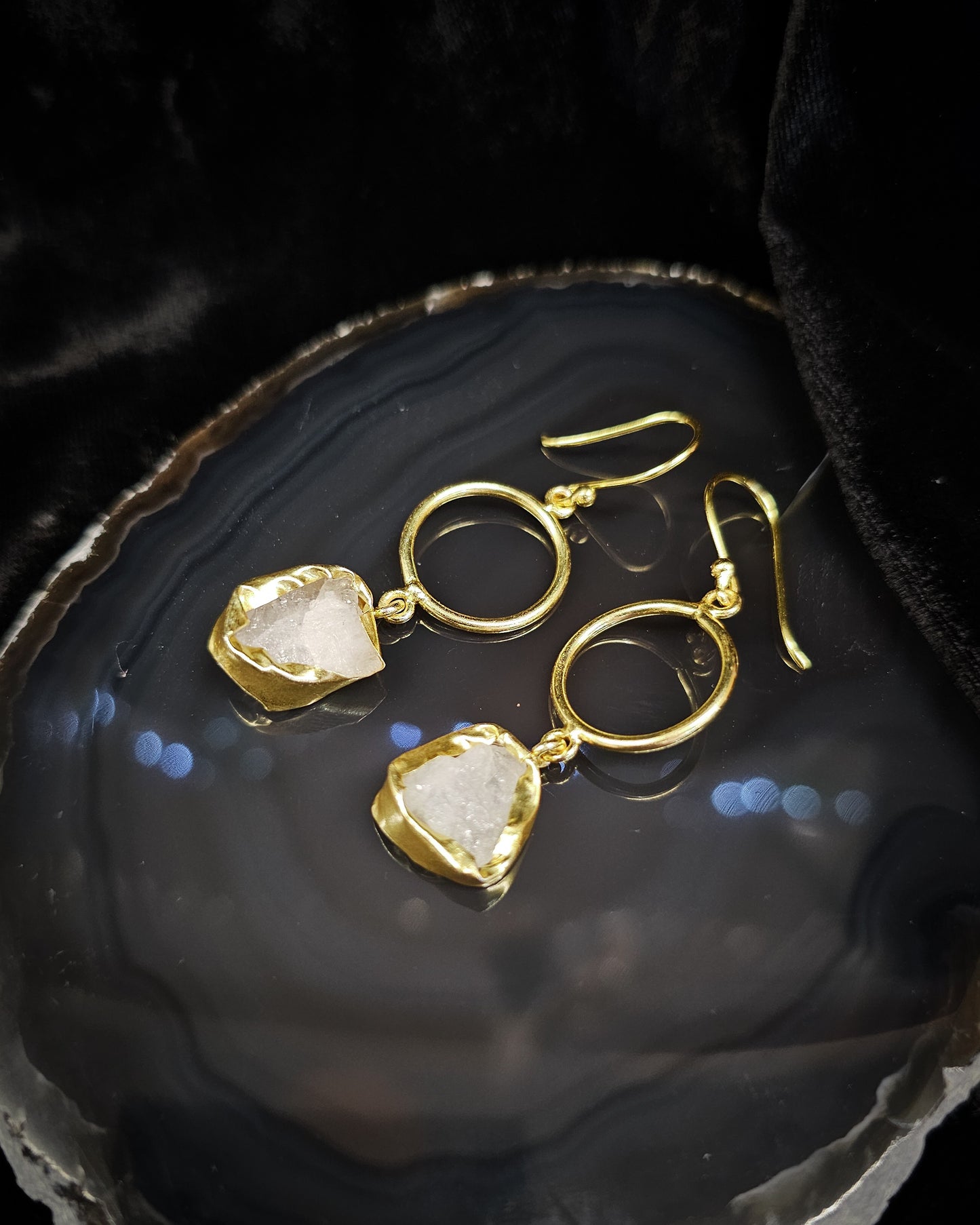 Raw Clear Quartz Dangle Earring
