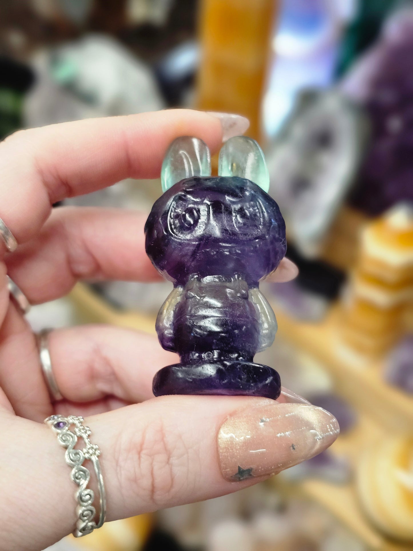 Rainbow Fluorite Monster Carving #1