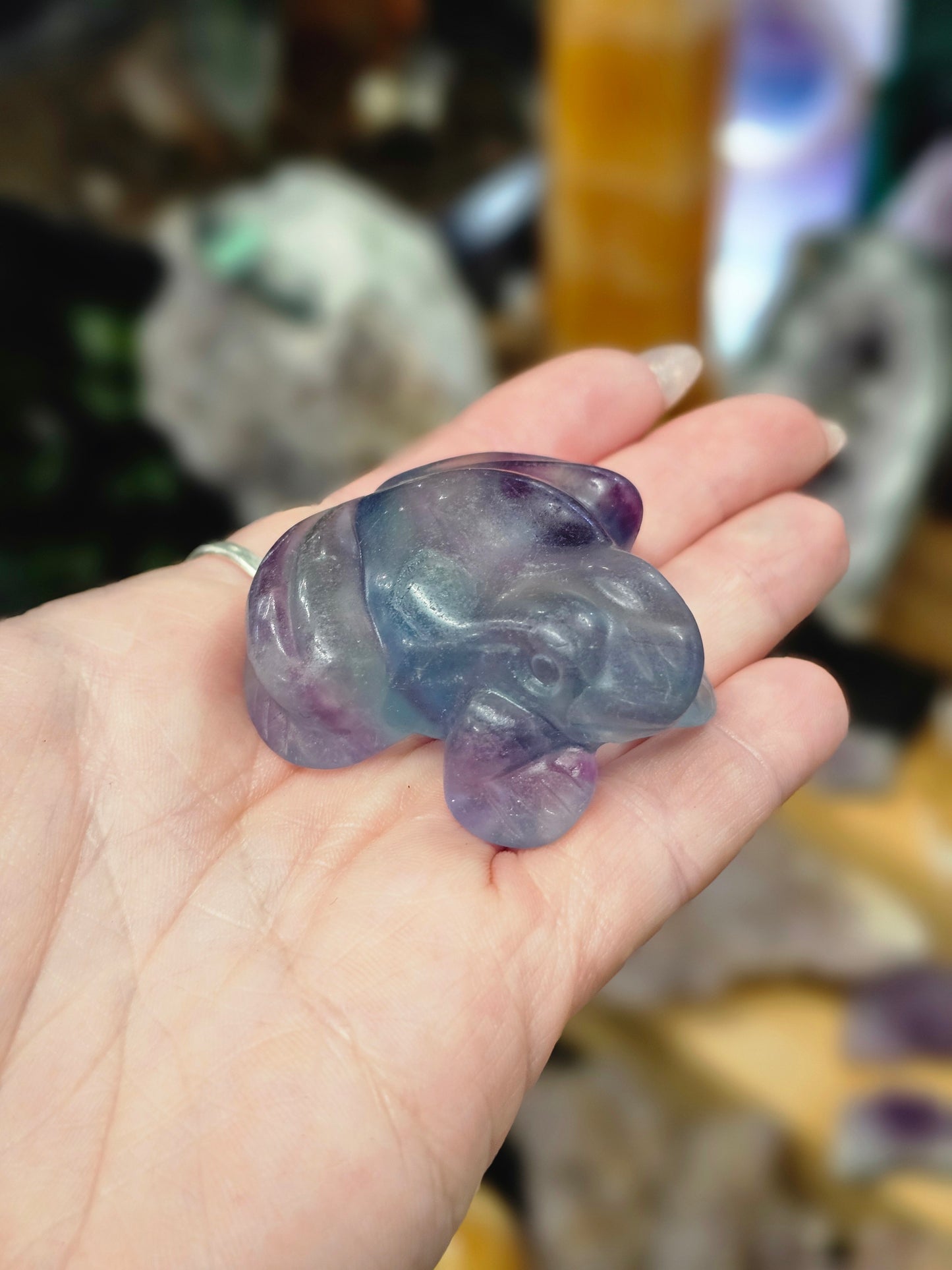 Rainbow Fluorite Frog Carving #2
