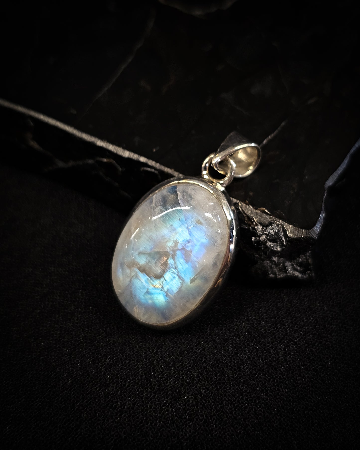 Oval Rainbow Moonstone Pendant #1