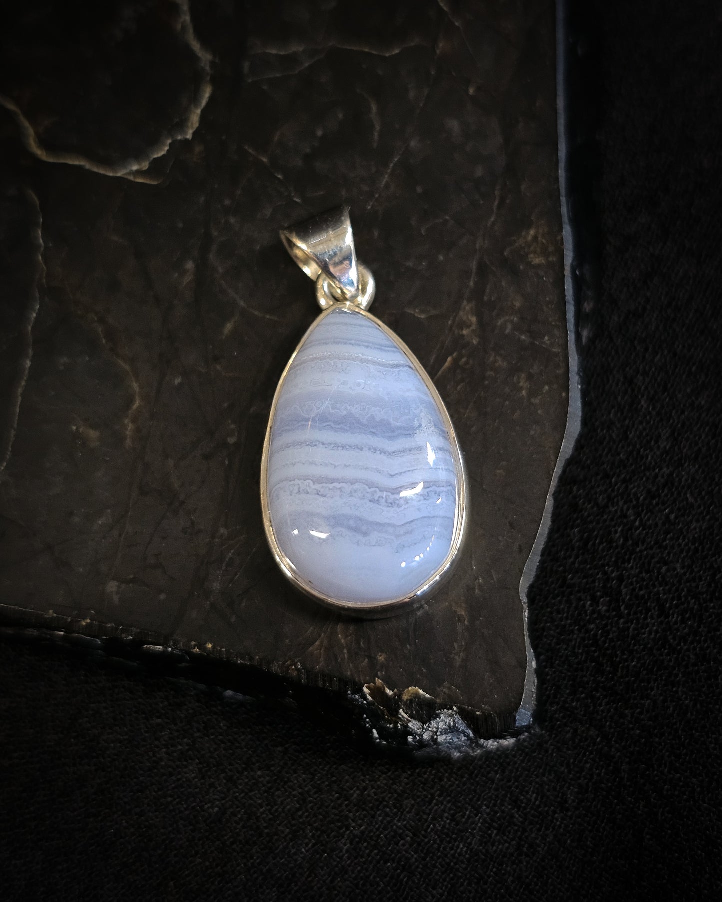 Blue Lace Agate Teardrop Pendant