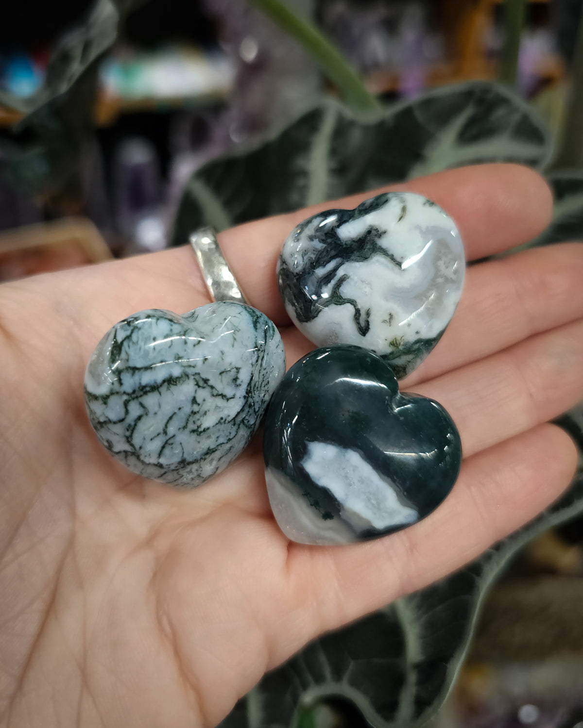 Small Moss Agate Heart