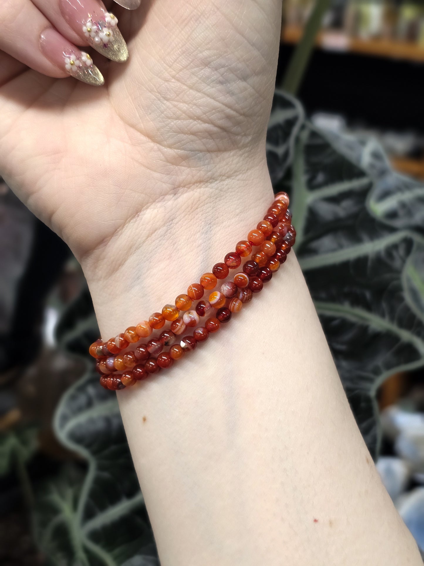4mm Carnelian Bead Bracelet