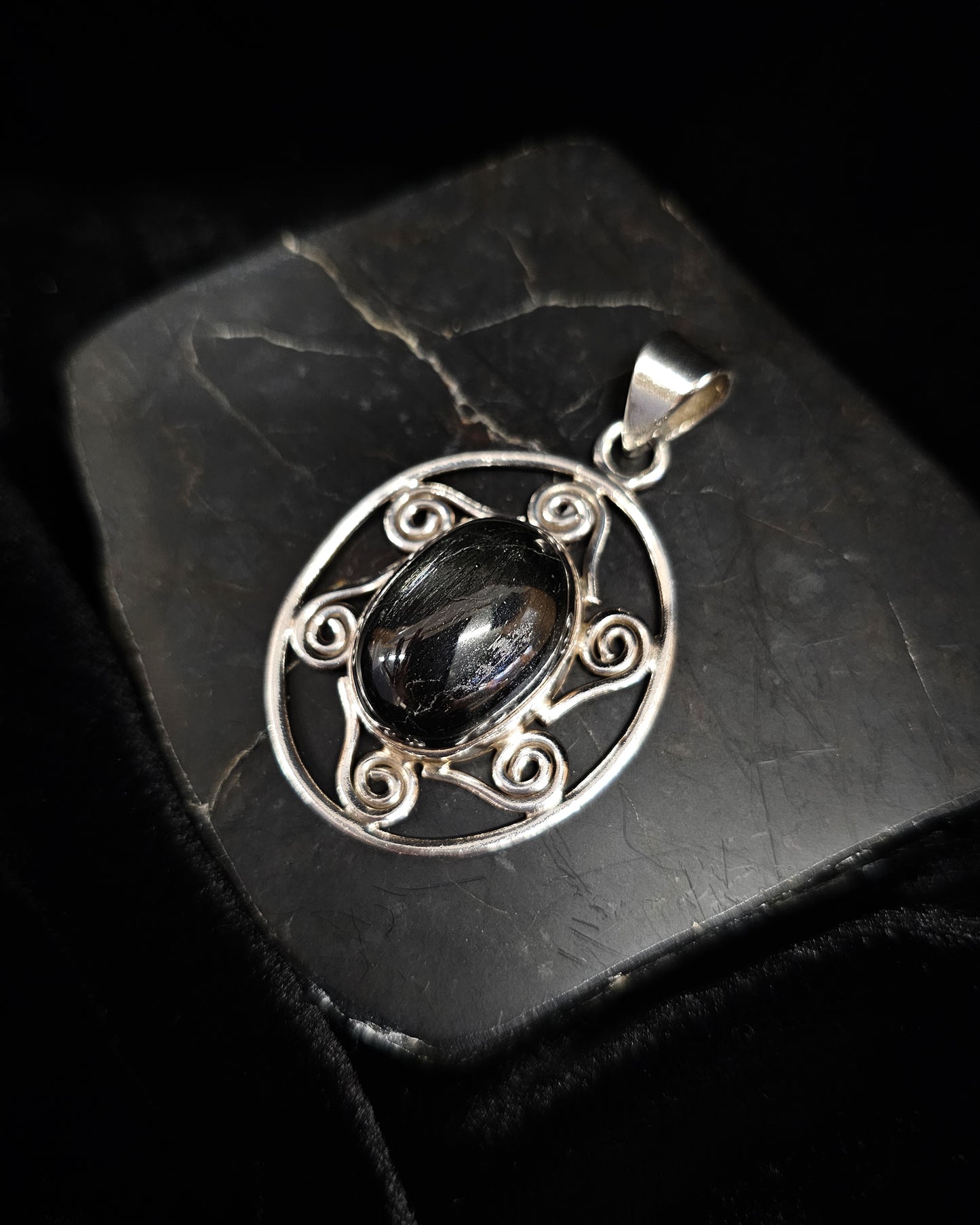 Silver Sheen Obsidian Pendant