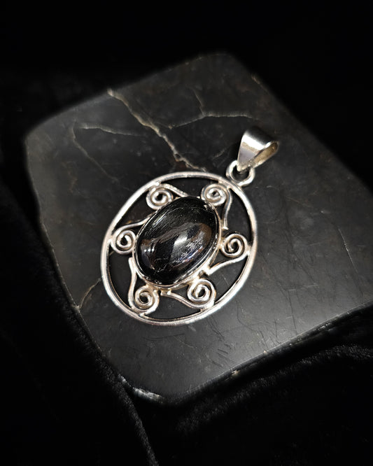 Silver Sheen Obsidian Pendant
