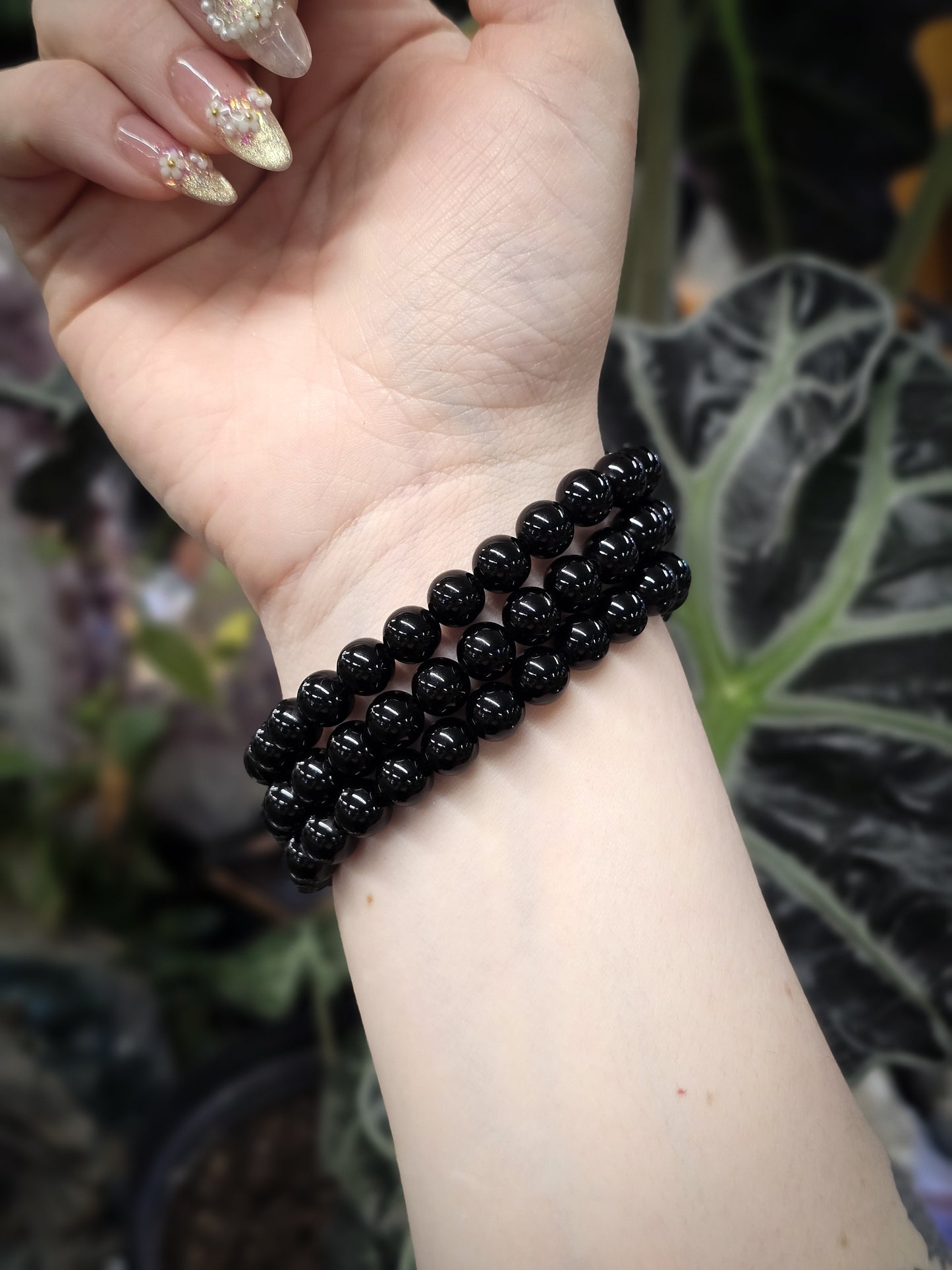 8mm Black Obsidian Bead Bracelet