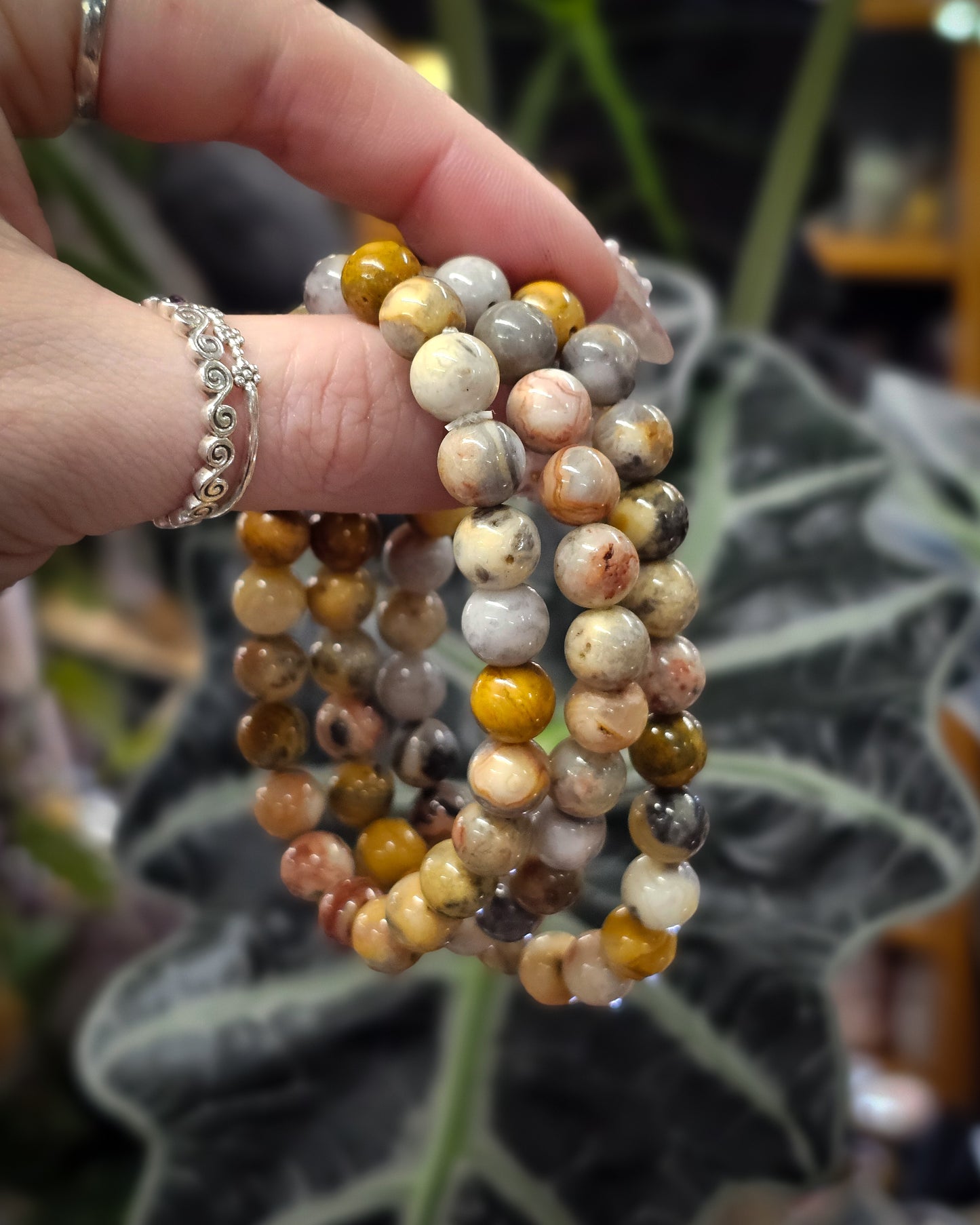 8mm Crazy Lace Agate Bead Bracelet