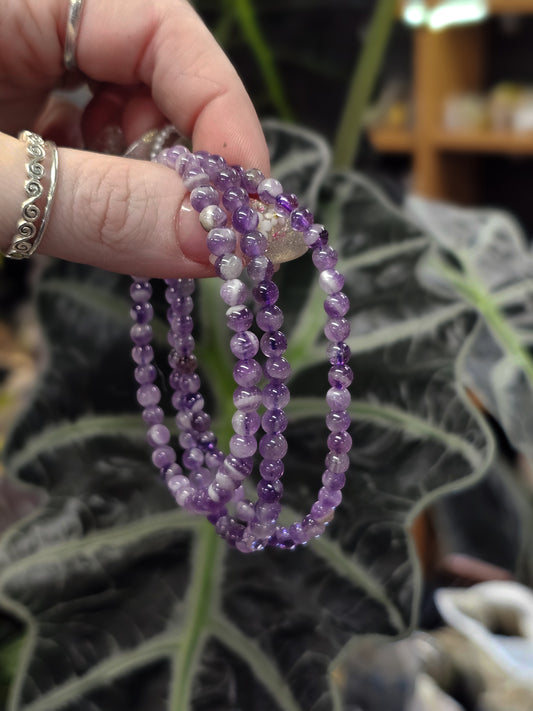 4mm Chevron Amethyst Bead Bracelet