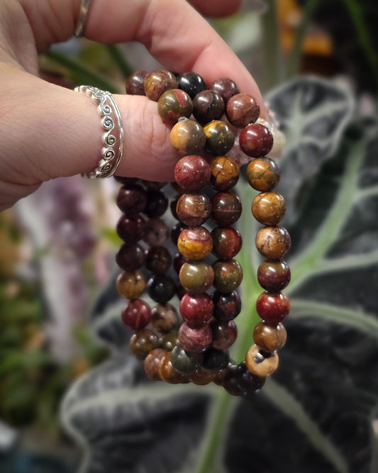 8mm Cherry Creek Jasper Bead Bracelet