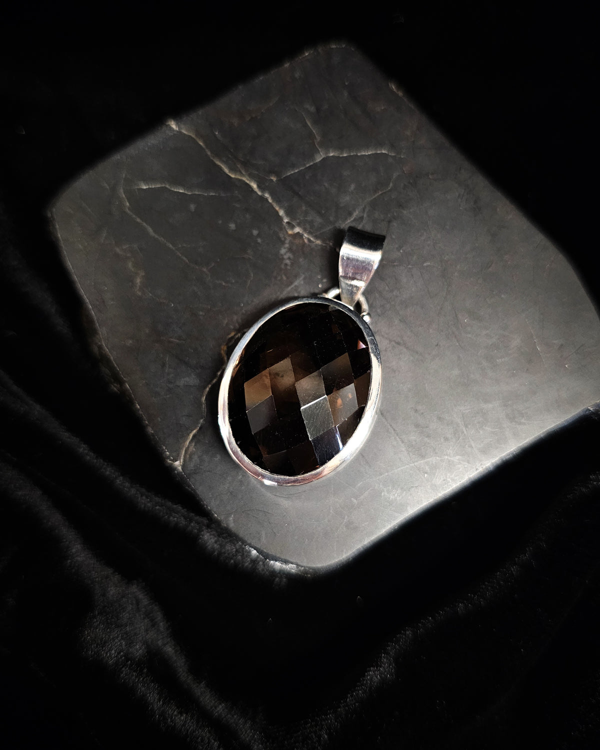 Large Oval Smoky Quartz Pendant