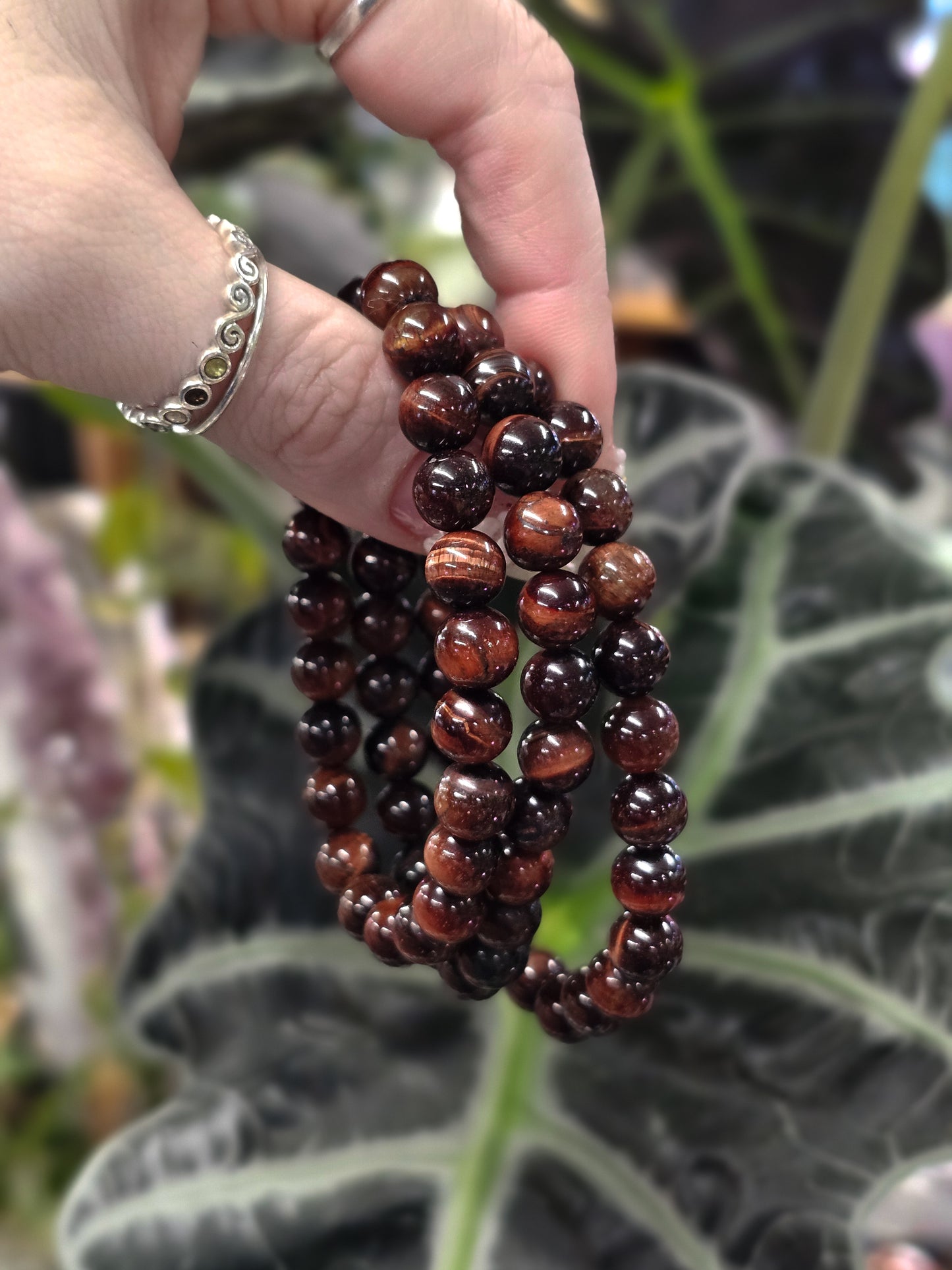 8mm Red Tiger’s Eye Bead Bracelet