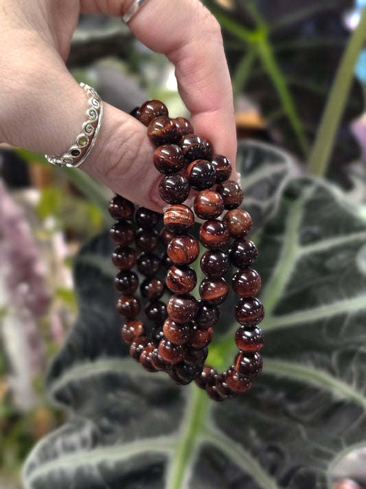 8mm Red Tiger’s Eye Bead Bracelet
