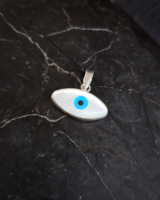 Large Mother of Pearl Evil Eye Pendant