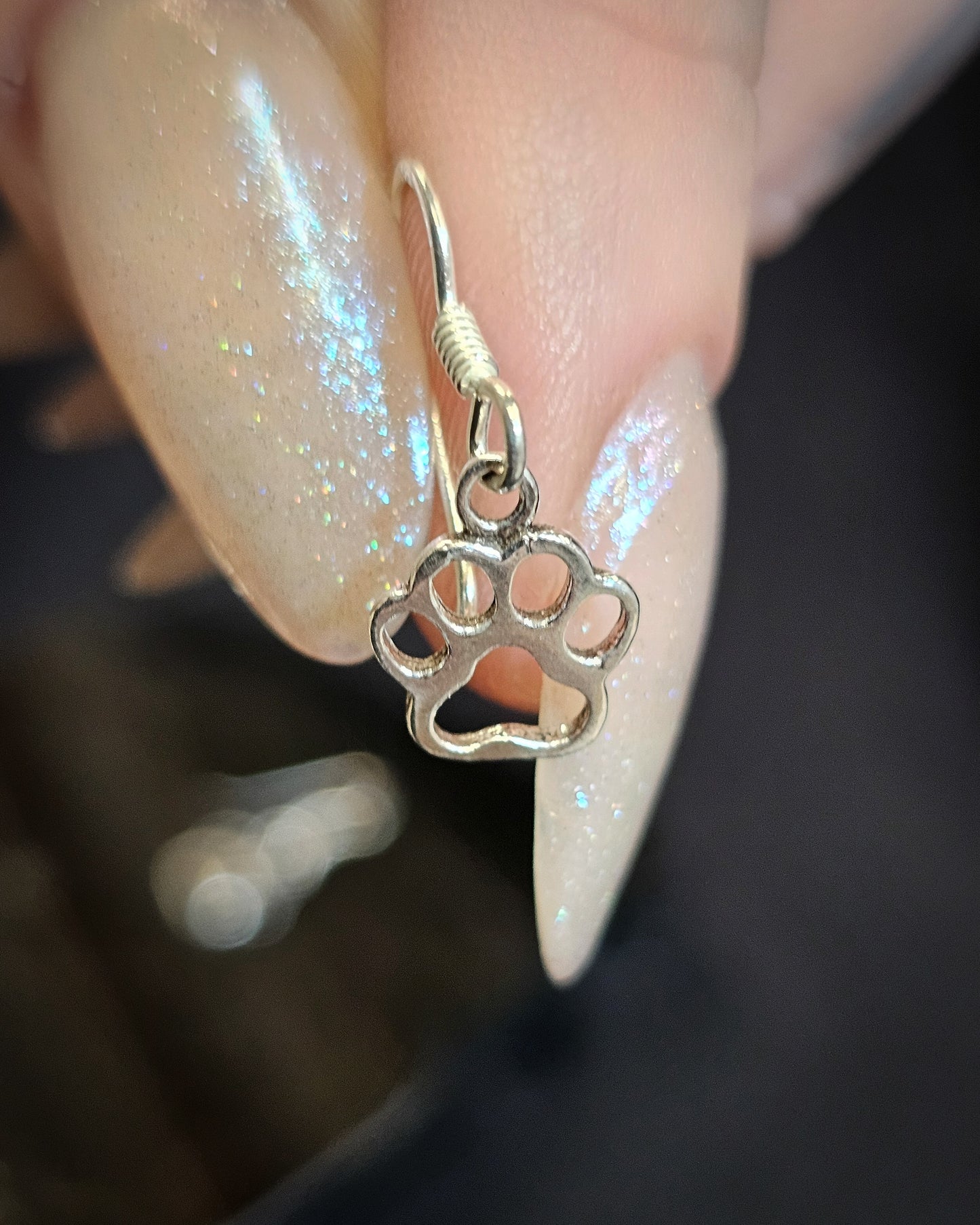 Sterling Silver Paw Print Earrings