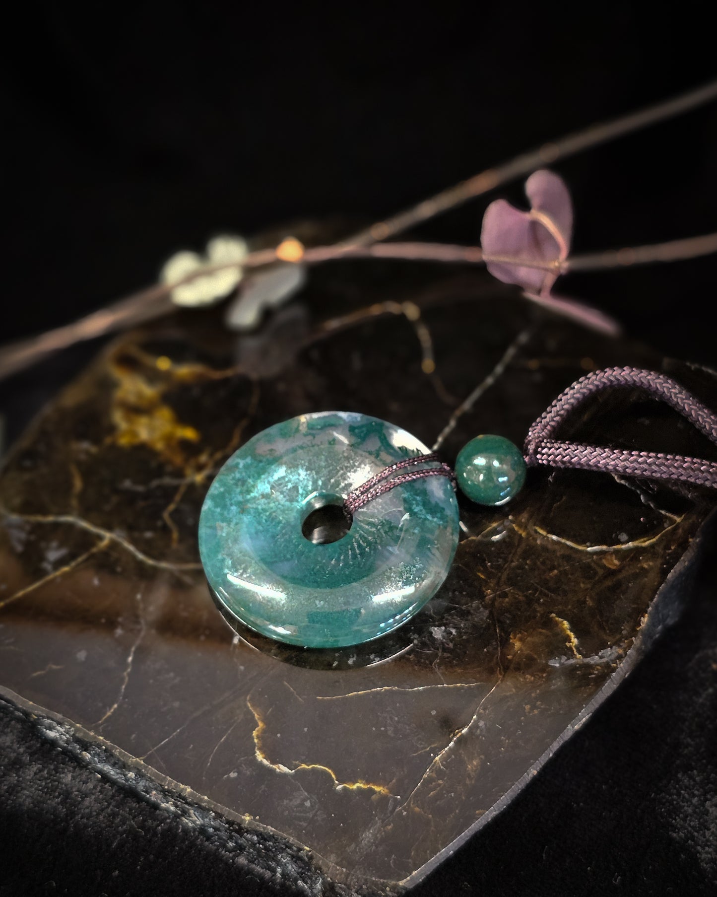 Moss Agate Pi Stone Necklace