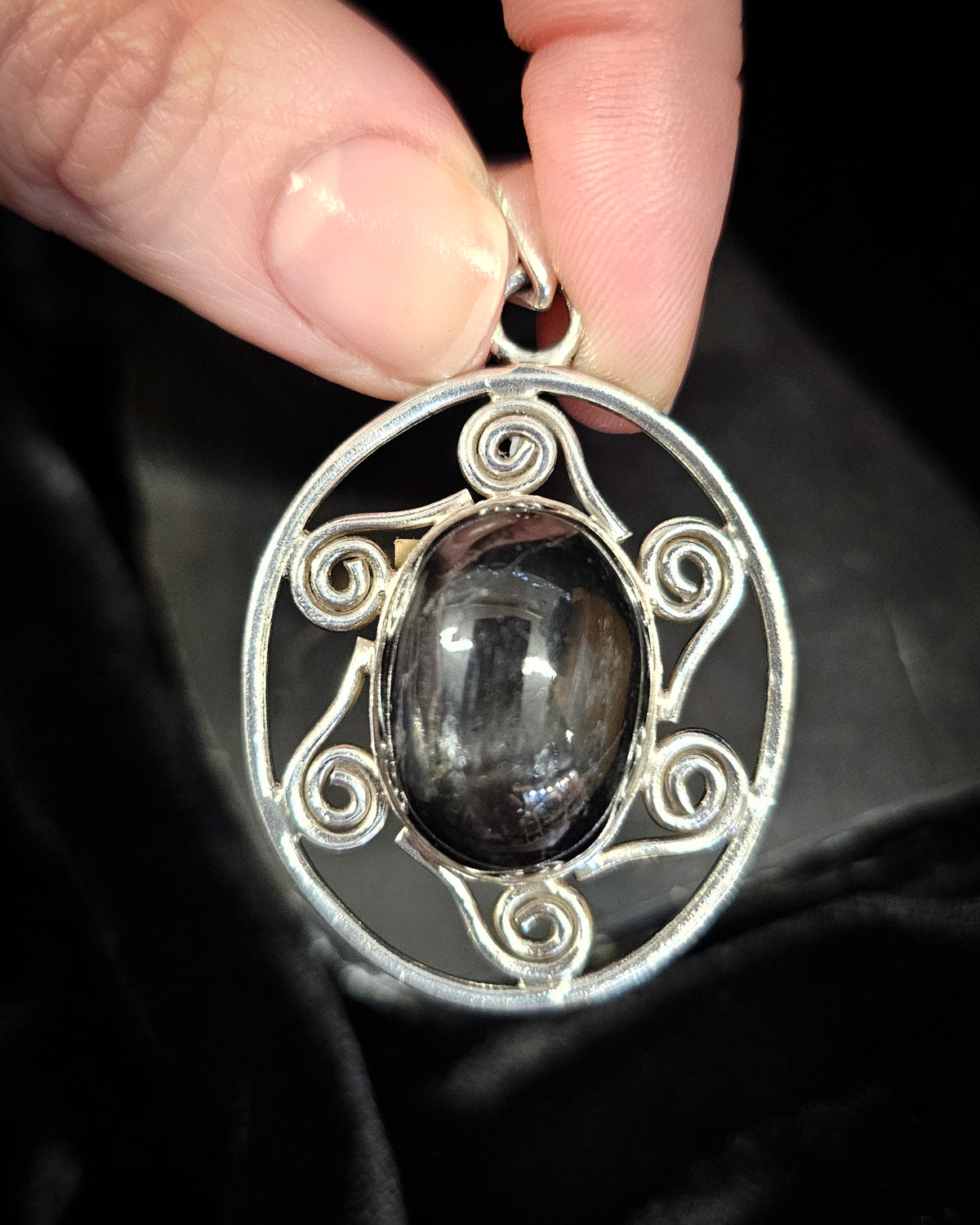 Silver Sheen Obsidian Pendant