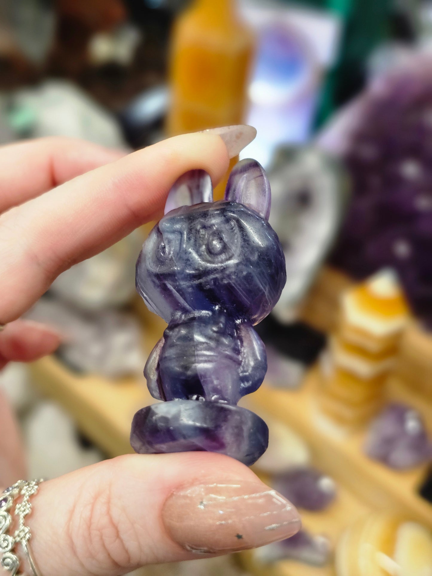 Rainbow Fluorite Monster Carving #2