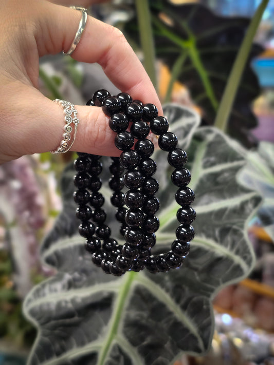 8mm Black Obsidian Bead Bracelet