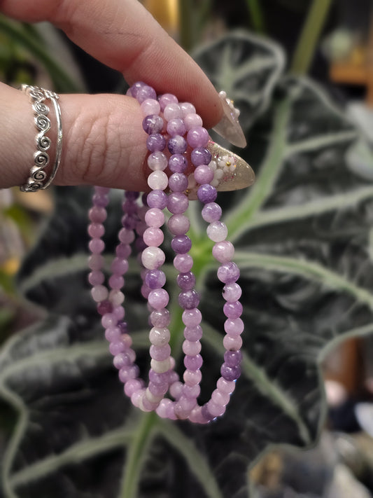 4mm Lepidolite Bead Bracelet
