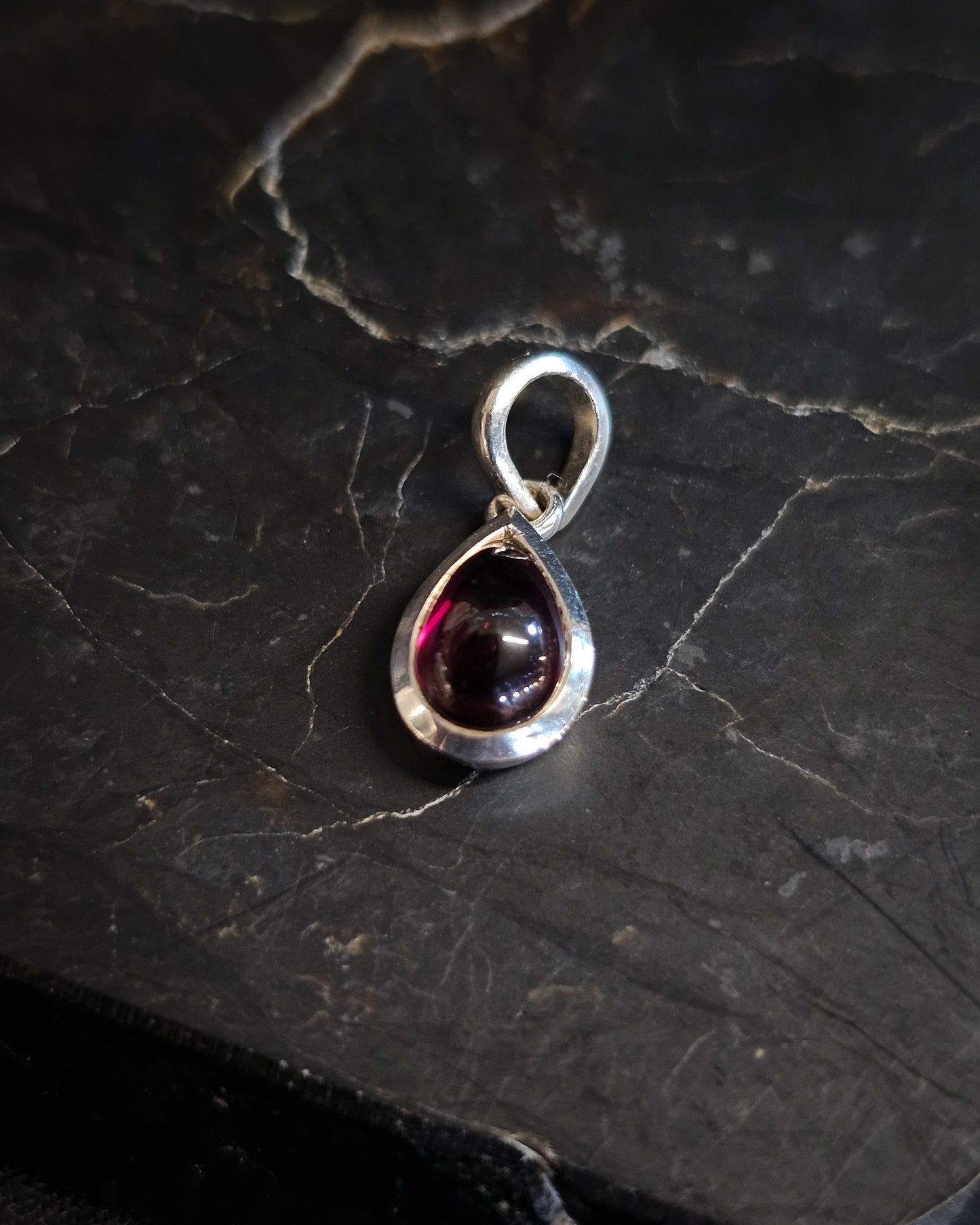 Tiny Garnet Teardrop Pendant