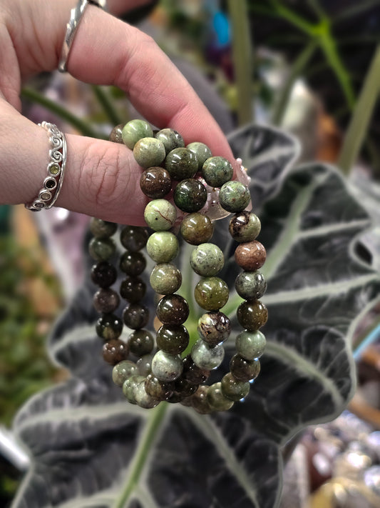 8mm Green Opal Bead Bracelet