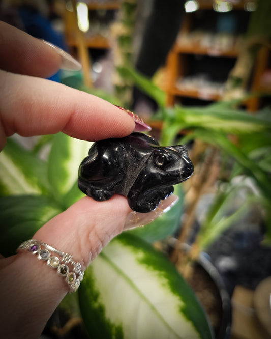 Black Obsidian Frog Carving